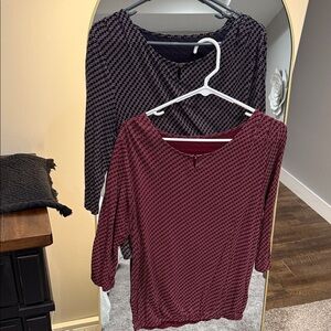 Lascana Women's Blouses - Black and Burgundy, sold as a pair for only $12!